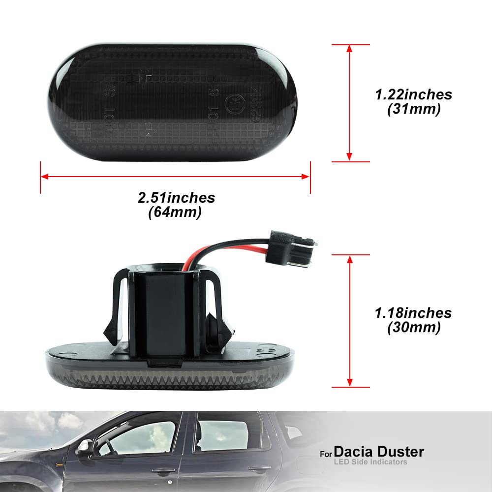 Led indicateur de position latérale pour Dacia Logan Duster Re.nault Megane Twingo 1 2 3 Op.el Clio Led clignotants