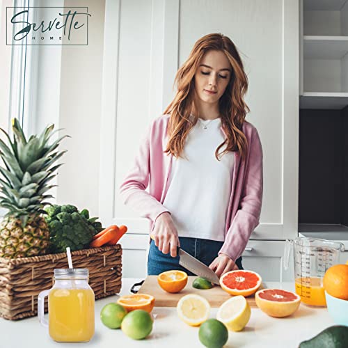 Glass Mason Drinking Jar 20Oz/600Ml With Silver Lid & Straw - Set Of 2 #TOP1