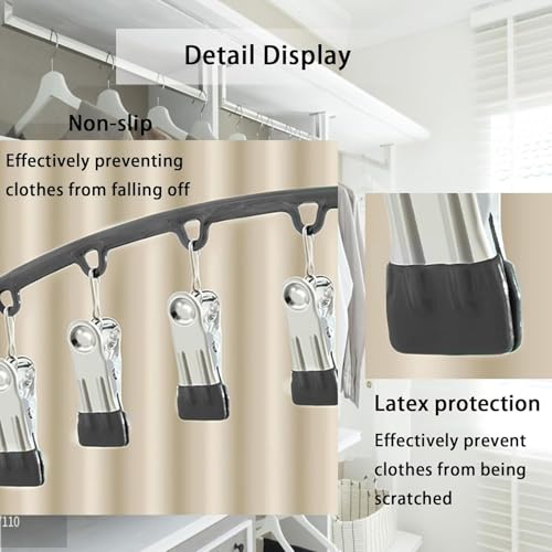 Image of Vastra Leggings Organizer for Closet, Metal Pants Hanger with 10 Rubber Coated Clips, Space Saving Wardrobe Organizer for Leggings, Jeans, Scarves, Dupattas, Towels & Baby Clothes (1, Grey)