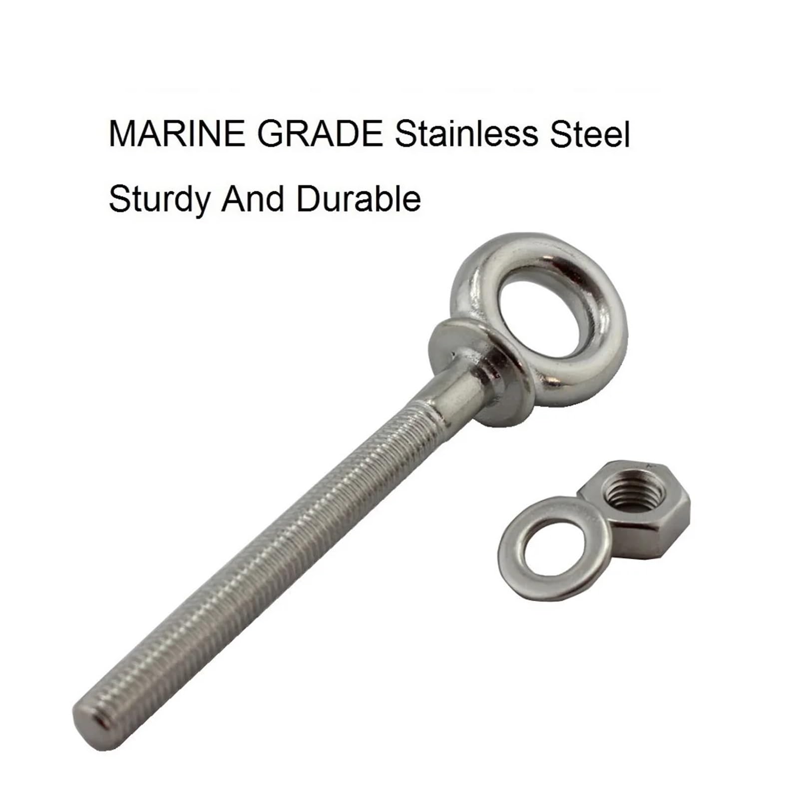 Set di 5 bulloni a occhiello in acciaio inox 316 HX per sollevamento spalle lunghe, misure M6, M8, M10, per sollevamento funi metalliche, dadi inclusi (M8 x 80)