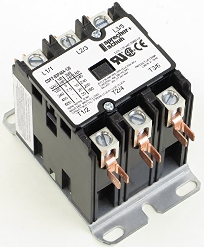 Sprecher & Schuh CDP2-B3P40A-120 120 VAC Voltaje de Bobina, 3 Polos, 40 AMP, 60 Hz, Contactor, Caja Abierta miniatura 1