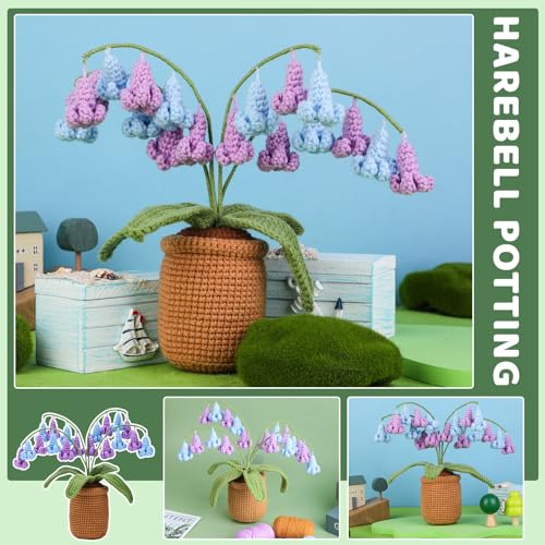 Image of kgxulr Crochet Kit, Bluebell Crochet Kit for Beginners, Crochet Flowers Kit