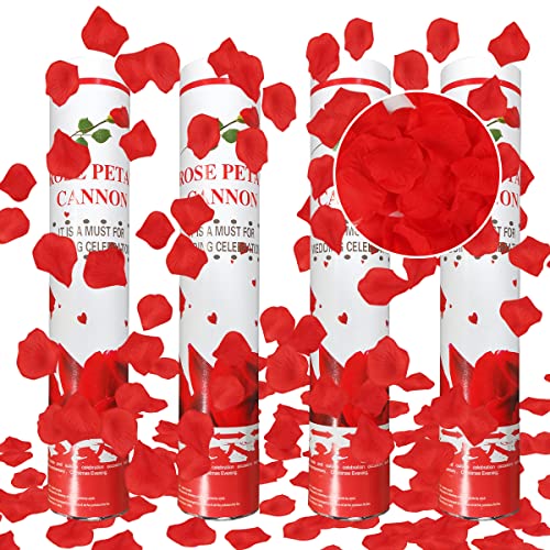 Taozoey Cannone Coriandoli Petalo Rosso*4, Spara Coriandoli Matrimonio, Laurea, Compleanno, Petali Rossi, Carta, Feste, Carnevale
