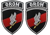 2pc Polish Special Forces TF-49 Shield Cichociemny GROM Tab Embroidered Fastener with Hook and Loop Backing Patch Military Tactical Badges Applique Embroidery Patches