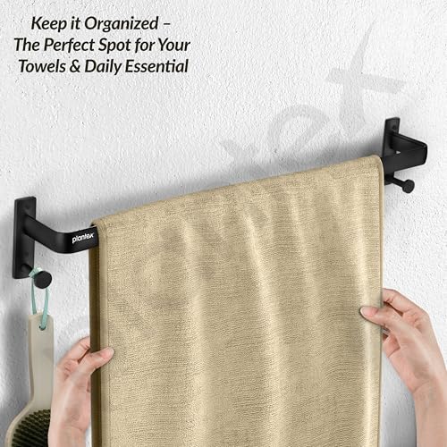 Image of Plantex Towel Holder for Bathroom /24 inch Single Towel Rod /Towel Bar /Towel Hanger /Bathroom Accessories -Pack of 1 (1511, Black)