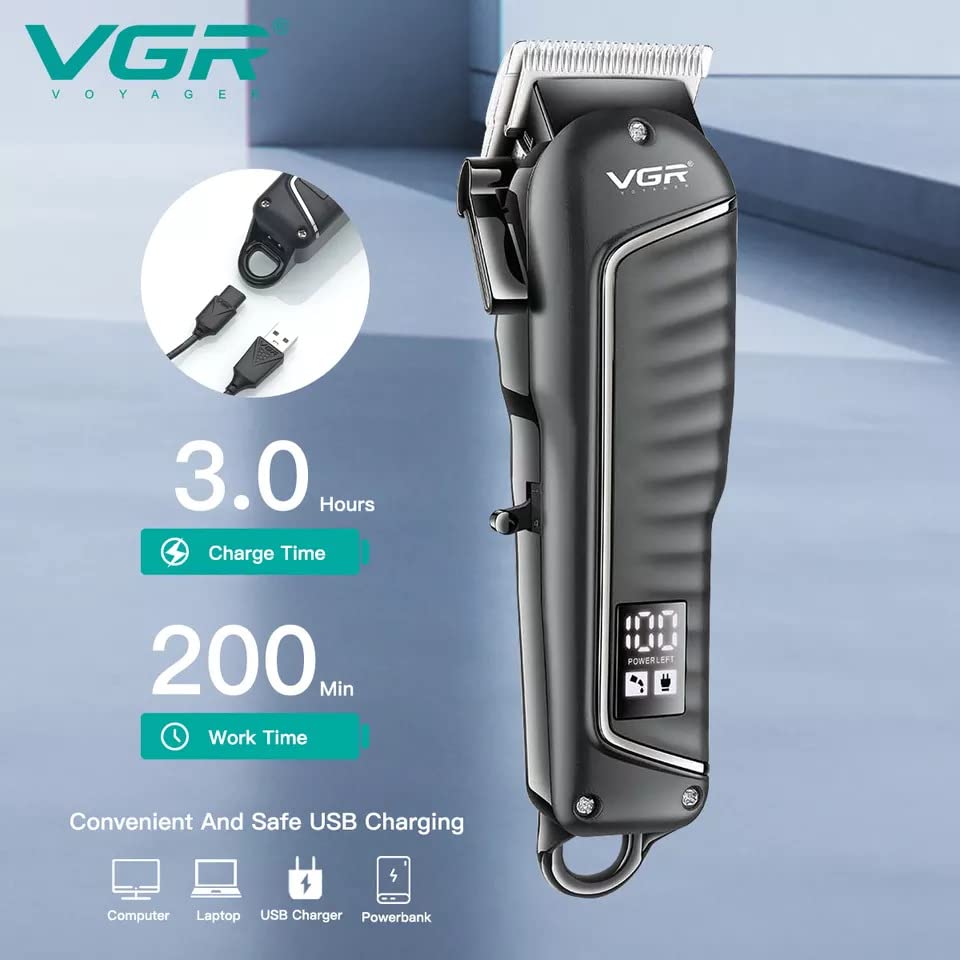 Image of VGR V-683 Professional Hair Clipper For Men With Quick Charge, 200 Mins Run-time, For Cord & Cordless Use (Black)