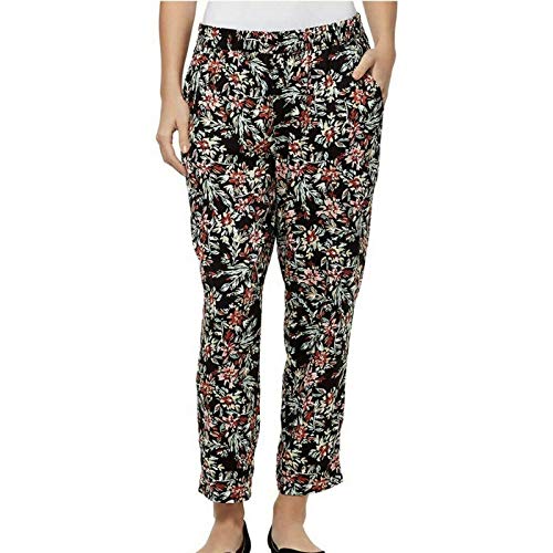 Jessica Simpson Women's Floral Soft Ankle Pants Medium Black Floral