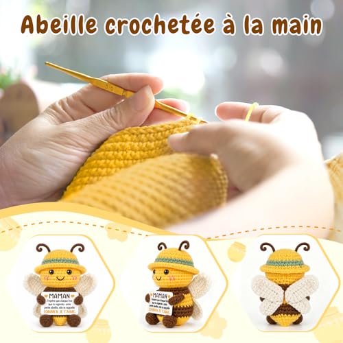 Hakumata Cadeau Anniversaire Maman,Abeille Mignonne Crochetée Faite Main,Cadeau Maman Noel, Cadeaux Noel Unique pour Maman,Cadeau Fete des Meres – vue 5