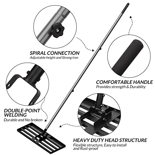 Walensee Lawn Leveling Rake, 213cm,114x25cm Levelawn Tool, Heavy Duty Effort Saving Lawn Level Tool, Stainless Steel Handle Lawn Leveler for Yard Garden Golf Course, Ease Level Soil Sand Dirt Surfaces - Image 3