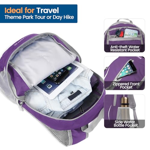 Image of ZOMAKE Ultra Lightweight Packable Backpack 25L, Foldable Hiking Backpacks Water Resistant Small Folding Daypack for Travel(Purple)