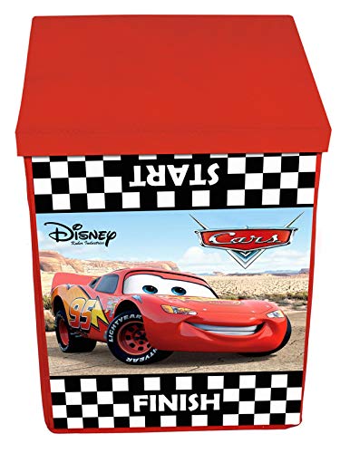 Image of Kuber Industries Disney Cars Print Non Woven Fabric Foldable Laundry Organiser with Lid & Handles (Black)