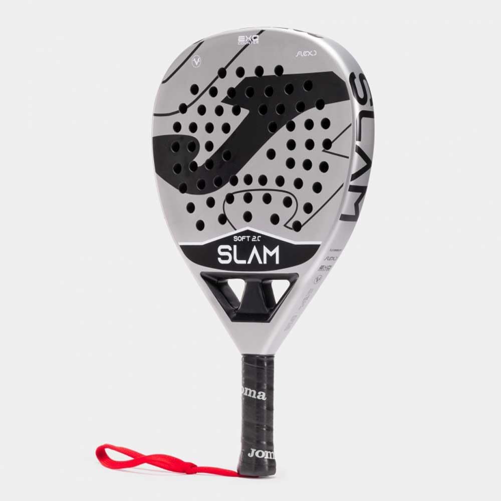 Joma Racchetta da paddle professionale Slam Soft con tecnologia Rotarion e Vibra - out, 350 g - Grigio Nero - Include custodia