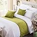 OSVINO Solid Color Chenille Soft No Fading Modern Bed Runner Bedding Scarf Protection, Green 210X50cm for 150cm Bed