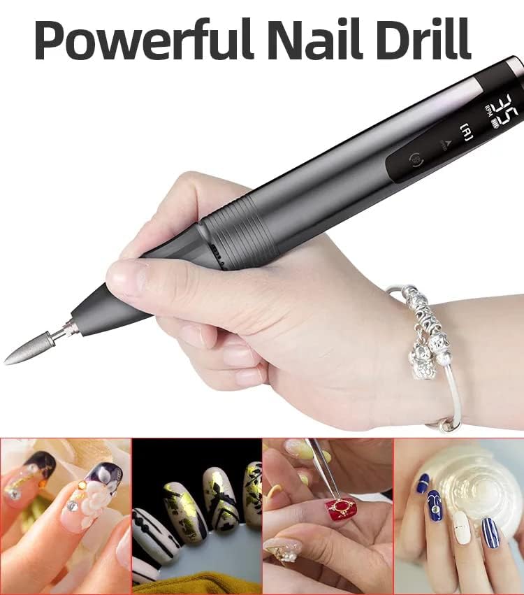 35000Rpm Home Use Portable Wireless Electric Rechargeable Mini Nail Polish Drill Cordless E File Nail Drill Nail Machine(Black)