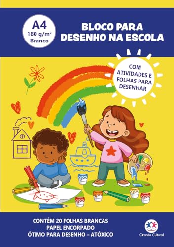 Bloco para Desenho A4 180g – 20 Folhas brancas:
