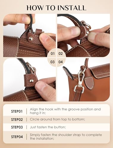 AMYFAY Strap Replacement Compatible with Longchomp Mini Pouch – Leather Purse Straps Adjustable Shoulder Strap for Women Crossbody Bag, Crossbody & Shoulder Bag Conversion, Hands-Free Carry2