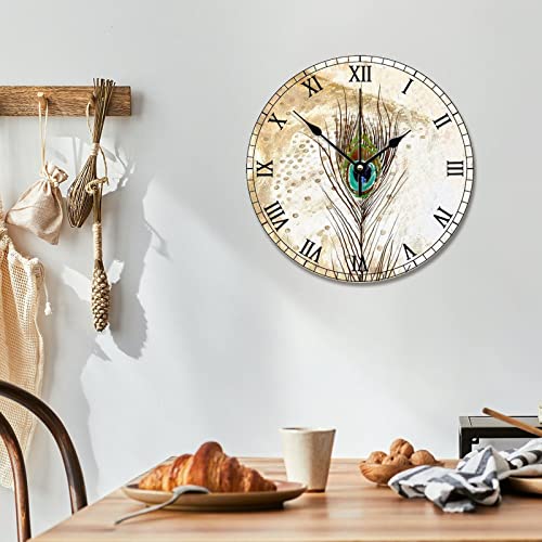 Horloge murale paon vintage fleurs idée cadeau maison à piles - 6