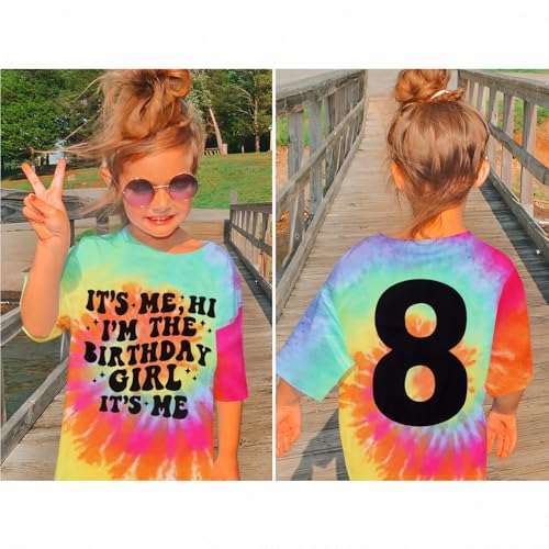 Its Me Hi I’m The Birthday Girl Shirts Kids Toddler Girls Birthday Tie Dye T-Shirt Party Outfits Tees Tops 5-10Y2