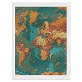 Superbe décoration murale : les peintures diamant de la carte du monde rouillée ajoutent de l'élégance aux salons, chambres à coucher ou magasins. Cadre non inclus pour des options d'affichage flexibles.