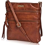 Crossbody Purses for Women - Large Tan Leather Crossover Purse, Handmade Bag