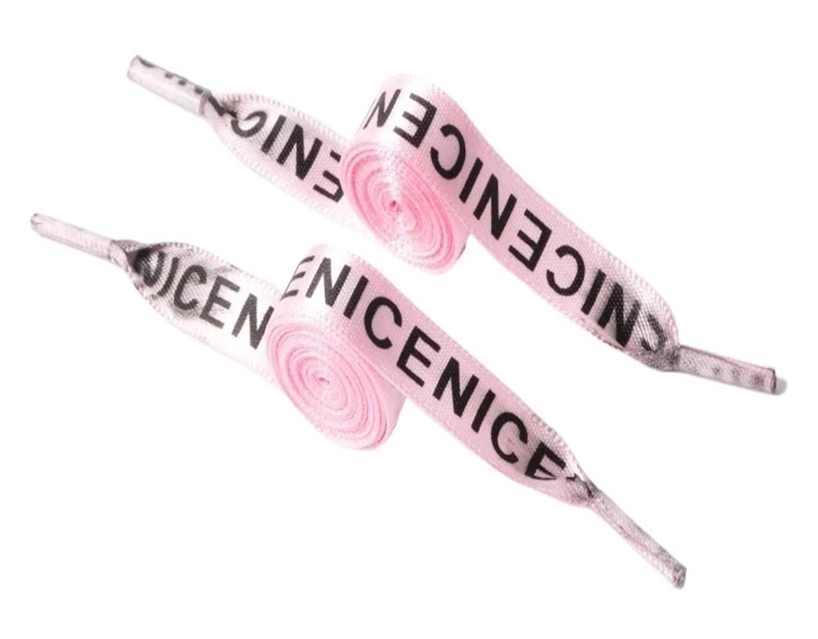 GPDNBIEU Shoelaces, Letter Printed ShoeLaces Flat Sneaker Shoes Laces 1CM Width Satin Silk Ribbon(Pink,80cm)