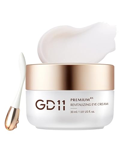 GD11 Premium RX Crema revitalizante para ojos con masajeador de metal | Crema antienvejecimiento y antiarrugas que reafirma y levanta el área de los