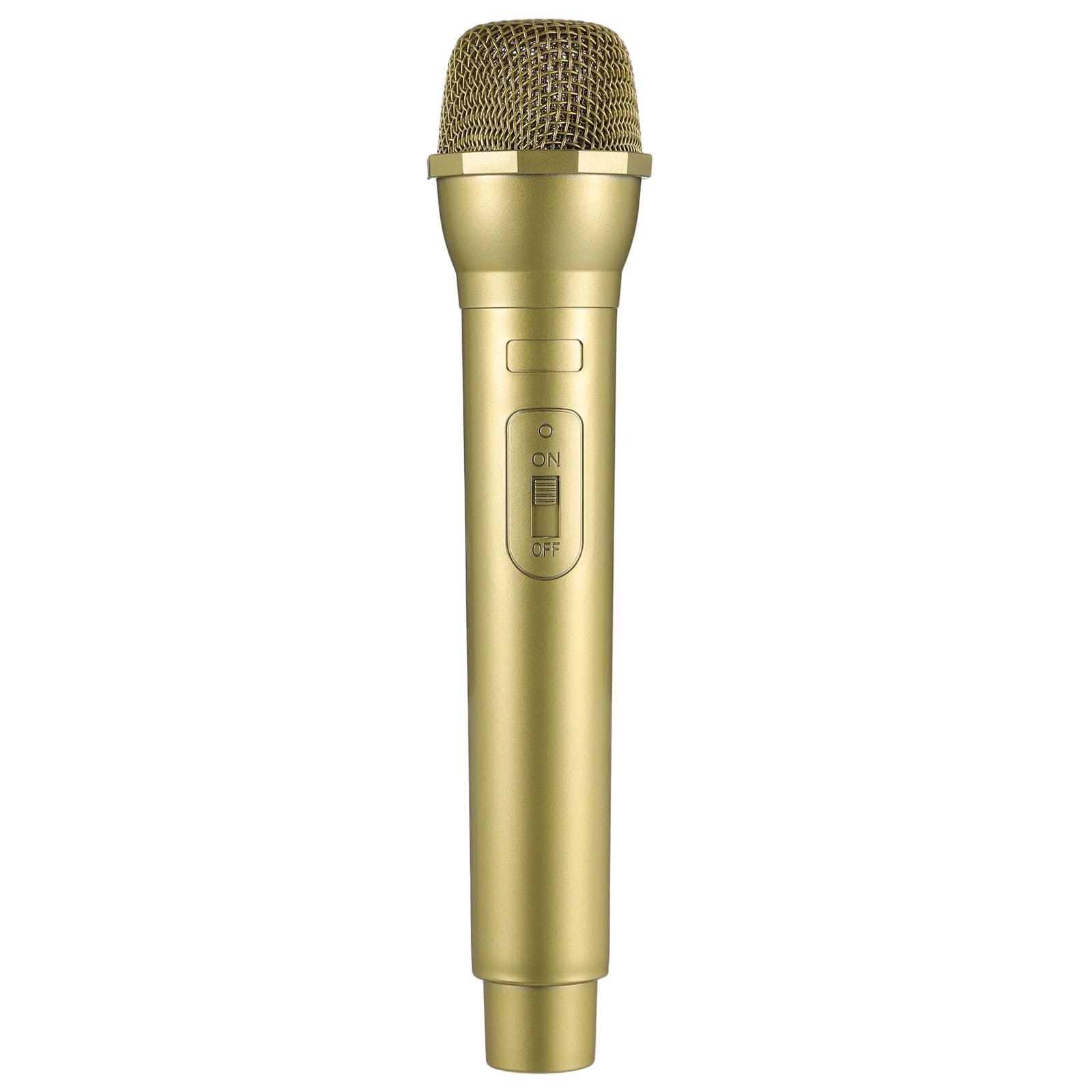 Fake Microphone Prop Pretend Gold Prop Microphone Realistic Karaoke Fake Mic with Metal Mesh for Halloween Christmas Karaoke Costume Party Favors 9.25x1.97 in