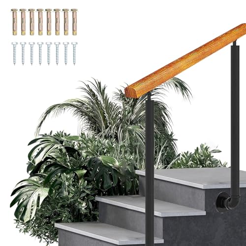 Rampe d'escalier en bois anti-chute avec kit complet de poteaux réglables
