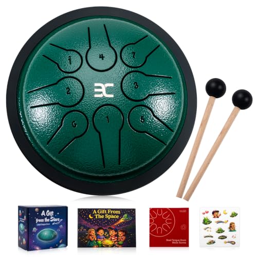 EX Steel Tongue Drum for Kids (5.3' 8 Notes) Gift Set with Book & Stickers