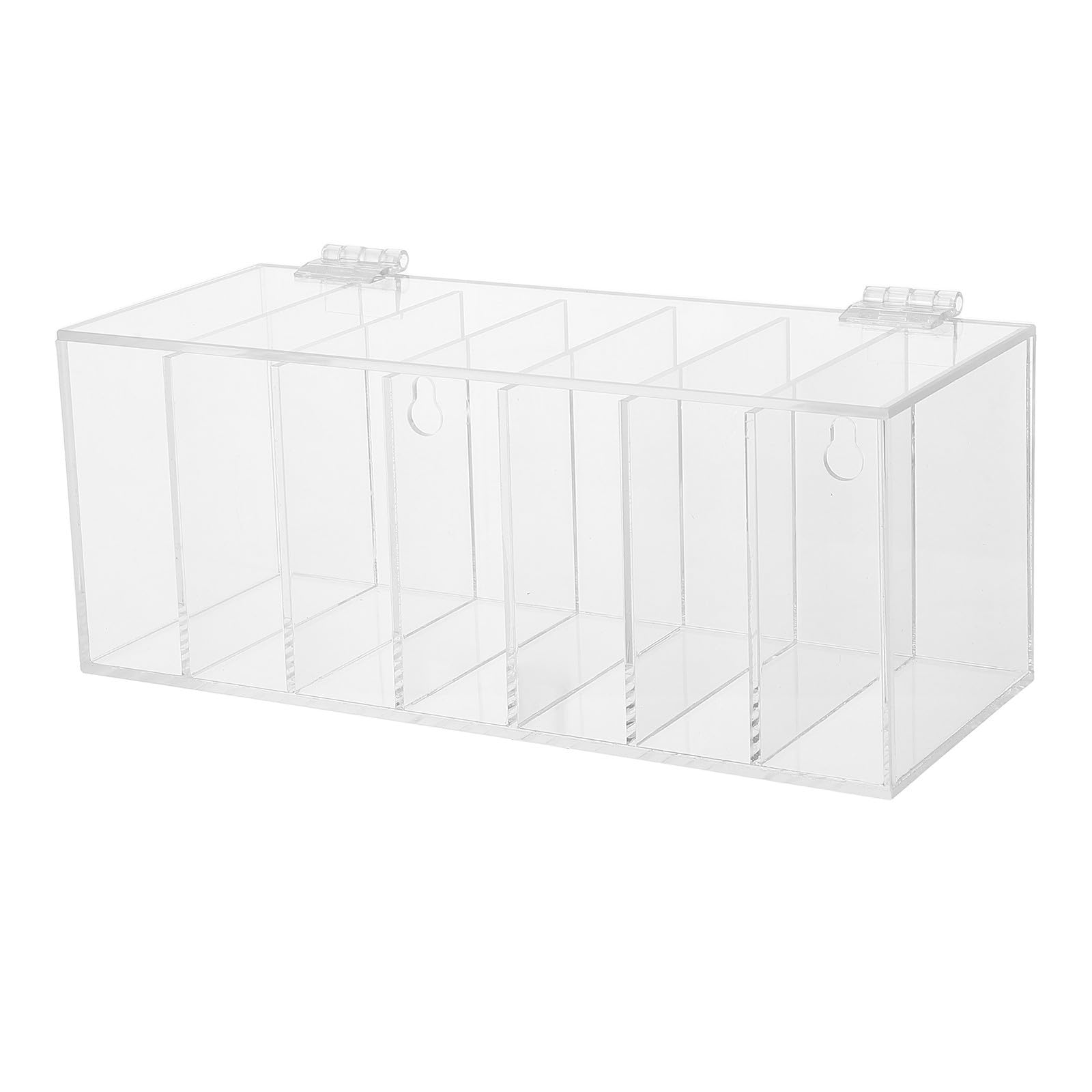 OATIPHO Acrylic 7-Slot Label Holder for Stickers with Lid, Multi-Compartment Efficiency and Visibility, for Classrooms and Desktops, 23cm/9 Inch Organizer for Craft Lovers and Teachers