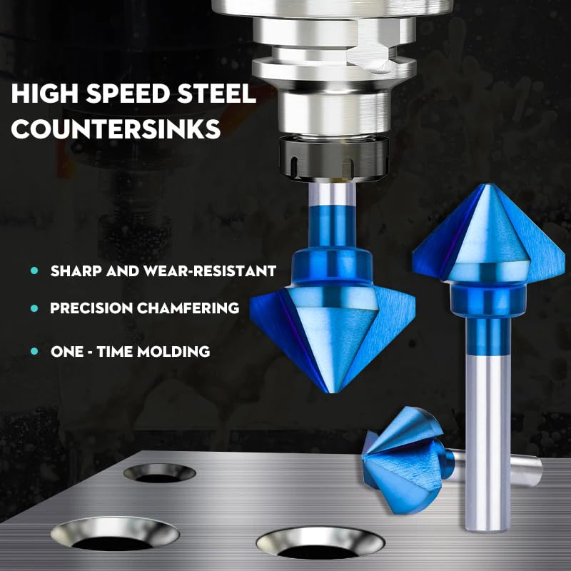 Cortador De Chaflán De 3 Flautas, Broca CNC 90D HSS, Cortador De Agujeros De Metal Y Madera Con Revestimiento Nano Azul, Broca Avellanadora,50,0 Mm