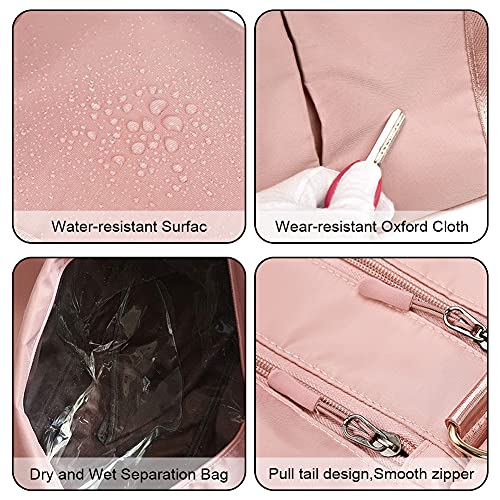 PHABULS Waterproof Duffel Weekender Bag Pink For Women and Men Swim Sports Travel Gym Bag,19.68inch