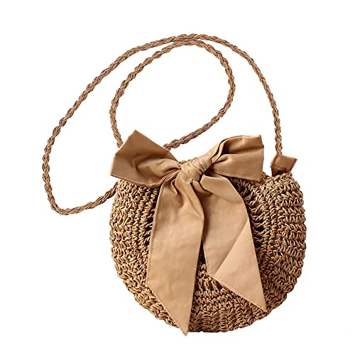 JBRUN Women Straw Crossbody Purse Beach Handmade Woven Shoulder Bag Cotton Crochet Tassel Square Bag Bohemian Messenger Bag