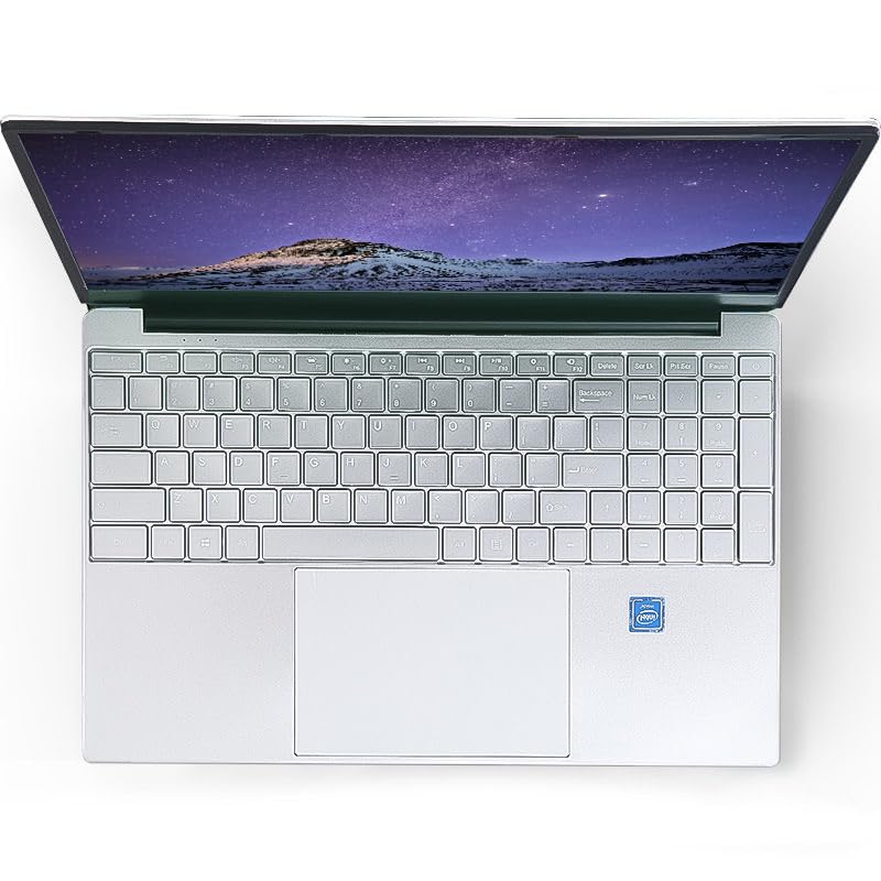 15.6 Inch Laptop Notebook, Intel Celeron J3455 8GB RAM 128GB SSD Laptop Quad Core, 1920×1080 Full HD IPS Display, Front Camera, Student Online Classroom Computer, HDMI
