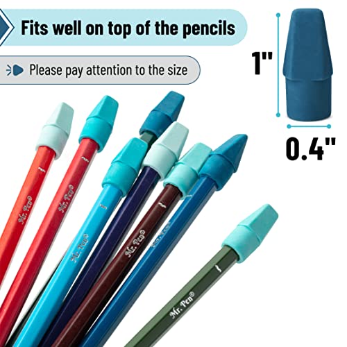 Image of Mr. Pen- Pencil Top Erasers, 120 Pack, Blue Shades, Latex-Free | No-Smudge Cap Pencil Erasers for Precise Erasing, Kids, Teachers, Studying Supplies