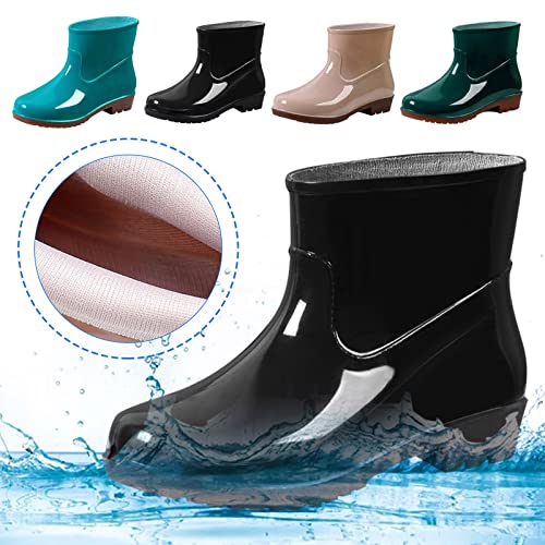 Ankle Rain Boots for Women, Women's Short Ankle Rain Boots Waterproof Wide Calf Garden Shoes Lightweight Anti-Slipping Rubber Shoes4