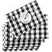 Nobildonna 18"x13" Plaid Checkered Placemats,Black & White Checker, Quality Durable Placemats for Holidays,Christmas, Spring,Summer - and for Everyday Use - Set of 6