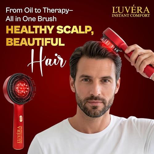 Image of LUVERA Scalp Massager with Red Light Therapy - 3-in-1 Hair Oil Applicator Comb, Waterproof Electric Head Massage Brush for Hair Growth, Deep Scalp Care & Stress Relief - USB Rechargeable. Multicolour
