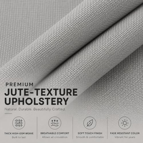 Image of Seventh Heaven Rejioce 4 Seater 6 * 6 Jute Fabric Washable Cover Sofa Cum Bed with 3 Cushions 4 Seater Double Foam Fold Out Sofa Cum Bed (Finish Color - Light Grey Delivery Condition - Pre-Assembled)