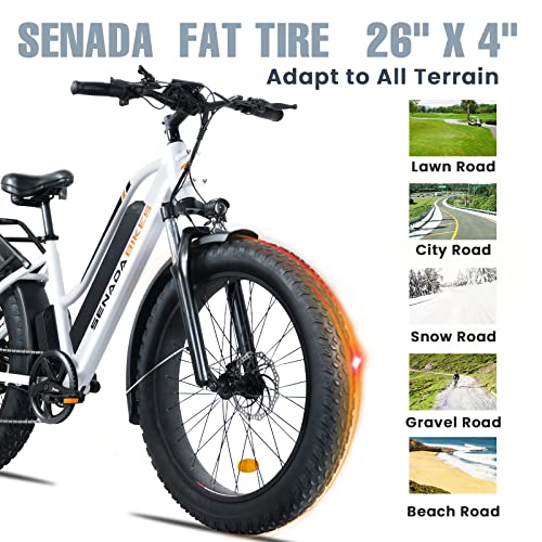 Senada Electric Bike For Adults, Herald Step-Thru 1000W 48V 21Ah Ebike, 26" X 4" Fat Tire Electric Bikes, 28Mph Electric Bicycle With Ul Removable Battery, 7 Speed #TOP3