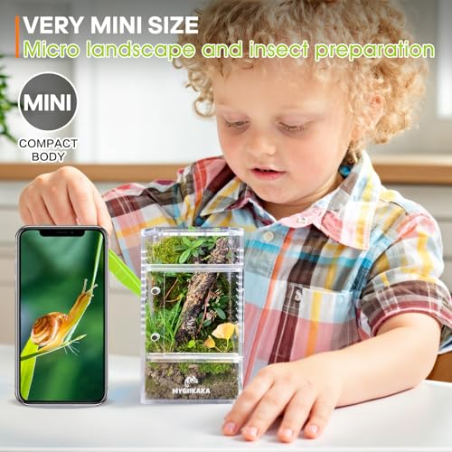 Image of MYGIIKAKA Jumping Spider Enclosure Accessories, Tarantula Spider Box, Bug Cage, Praying Mantis Habitat Enclosure, Snail Insect Terrarium, Caterpillar Habitat (3x3x6 inch) (Pack of 3)