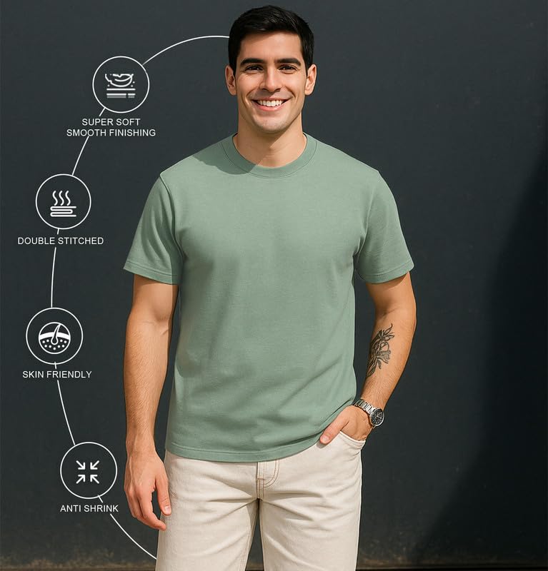 Image of Sleepynuts Men's Regular Fit Round Neck Half Sleeves Solid Casual Wear T-Shirt