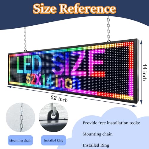 Image of Programmable LED Sign Outdoor Digital Signage Display, P10 52X14 inch Full-Color LED Display Screen for Business & Store Advertising
