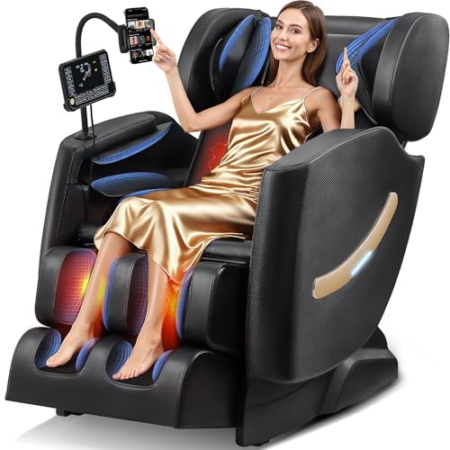 2025 Massage Chair Full Body –Zero Gravity Recliner w/10 Rollers, Shiatsu Back & Foot, Heat Therapy, Airbag, Auto Mode, Extendable Footrest, Touchscreen, Bluetooth–Gift for Parents, Pain Relief(Black)