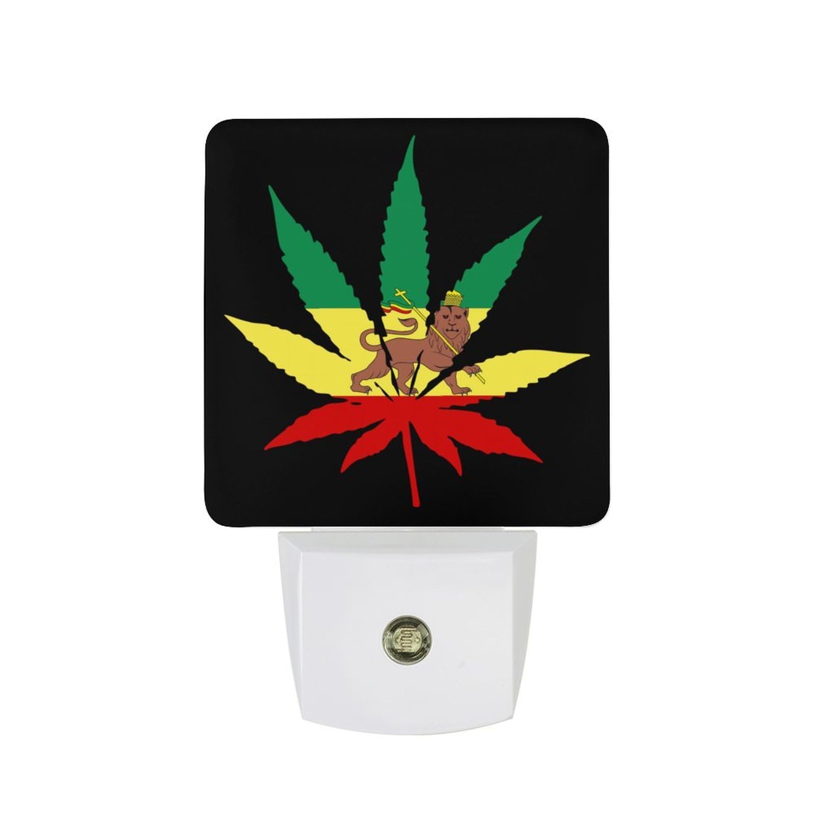 Nqrxadcrt Style Jamaica Weed Rasta Lion Leaf Night Light Plug In Wall Lights Bedside Lamp Bedrooms Home Hallways Decoration