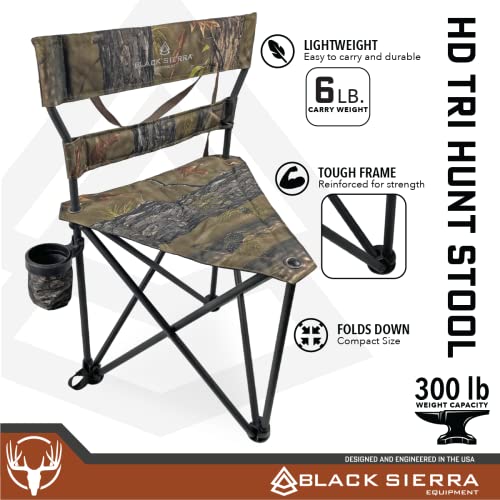Black Sierra Heavy Duty Xl Hunting Chair, Lightweight Folding Chair With Back, For Camping, Hunting, Fishing, Comes With Storage Bag, Steel Frame Supports 300 Lbs (Camo) #TOP1