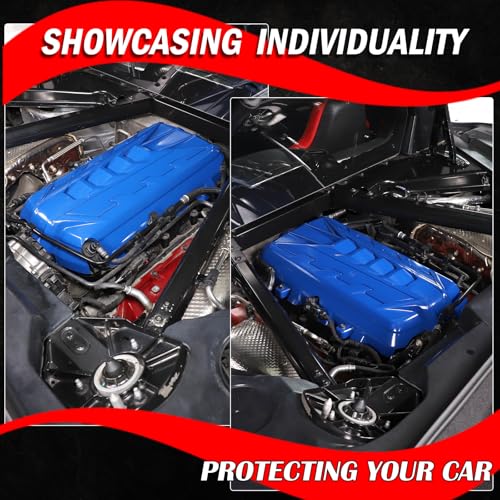 Image of for Corvette C8 Engine Cover Trim Compatible with Corvette C8 2020-2024 Stingray E-Ray Z51 Engine Bay Protection Panel Cover Trim Exterior Accessories ABS (Blue)