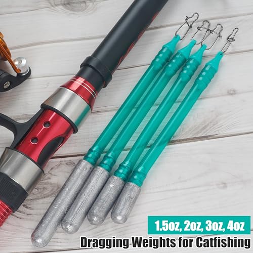 Dragging Weights for Catfishing,5pcs No-Snag Sinkers Drag Weights Drift Dragging Sinkers for Bottom Bouncing Trolling Drifting Snagless Catfish Sinker Weight Catfishing Tackle Gear by SILANON - Used condition - Image 7