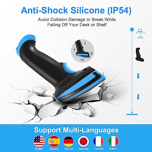 JRHC Barcode Scanner Wireless, 1D Laser Barcode Reader with Stand 2.4G Wireless & USB Wired Connection 2 in 1 Plug and Play Handheld Bar Code Scaners - Thumbnail 6
