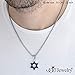 555Jewelry Stainless Steel Star of David Necklace for Men, Box Chain Star Of David Necklace for Women, Small Jewish Star Necklace, Mens Jewish Star Necklace, 24 Inch, Silver & Blue